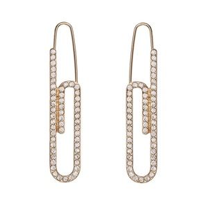 Gold Paperclip Earrings with Cubic Zirconia